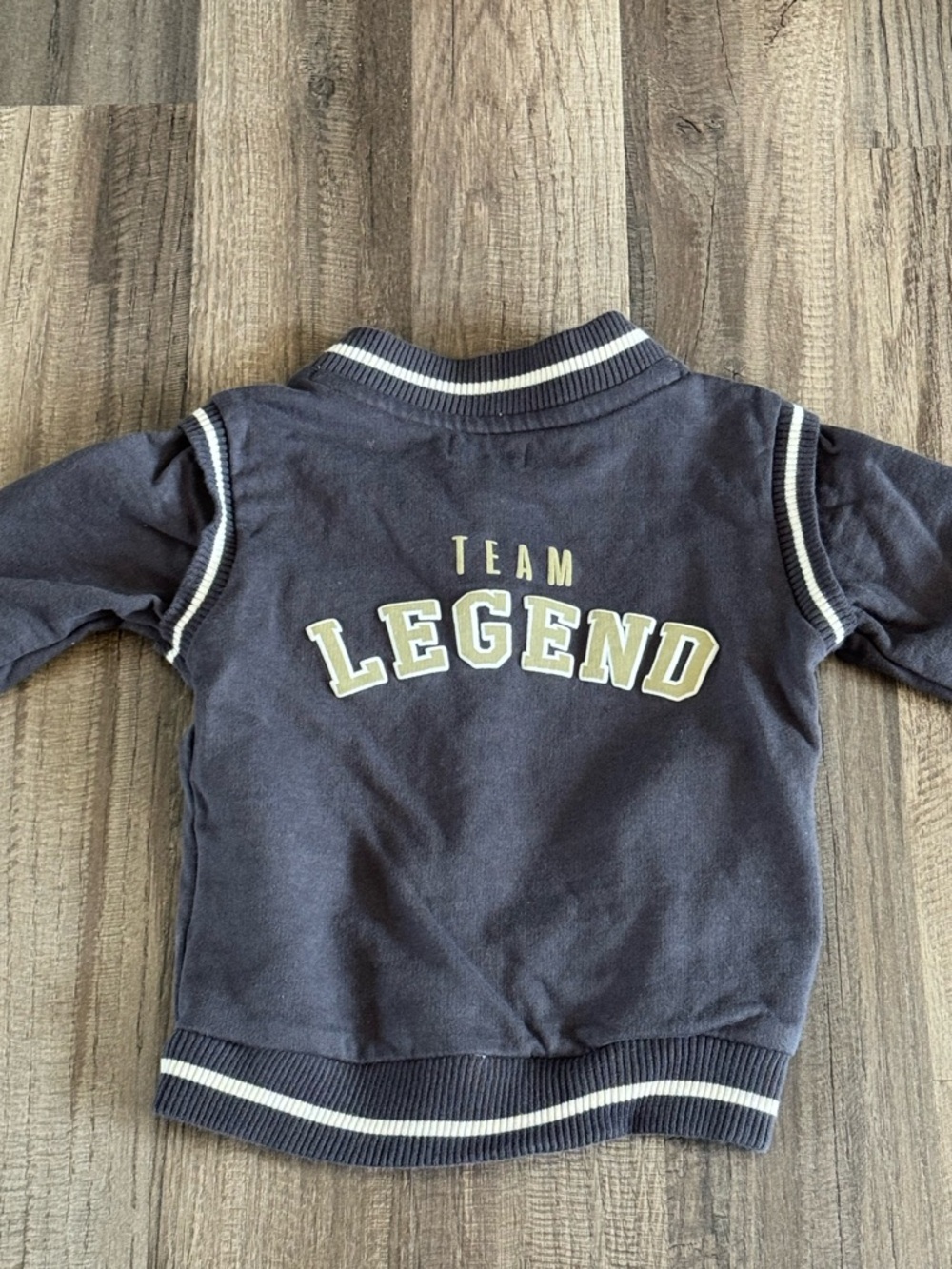 Kids Navy Varsity Jacket & Joggers with Striped Tee - Picture 5 of 5